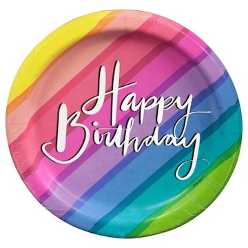 Unique Balloons & Rainbow Birthday 6 3/4 Inch Plates