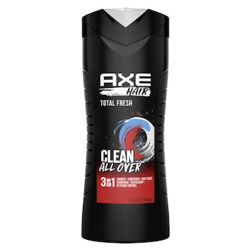 Axe Hair Shampoo + Conditioner + Body Wash, 3 in 1, Total Fresh