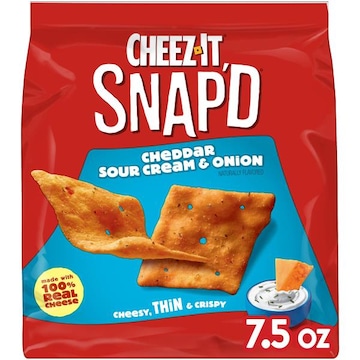Cheez-It Snap'd Cheese Cracker Chips Cheddar Sour Cream and Onion, Thin Crisps