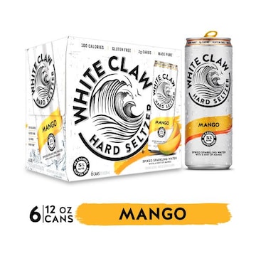 White Claw Hard Seltzer, Mango, Spiked, 6 Pack