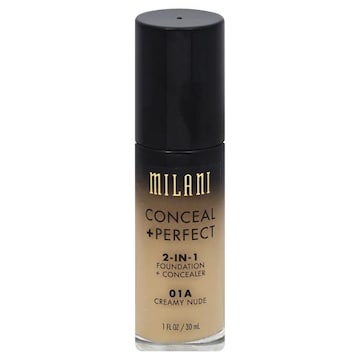 Milani Foundation + Concealer, 2-in-1, Conceal Perfect, 01A Creamy Nude