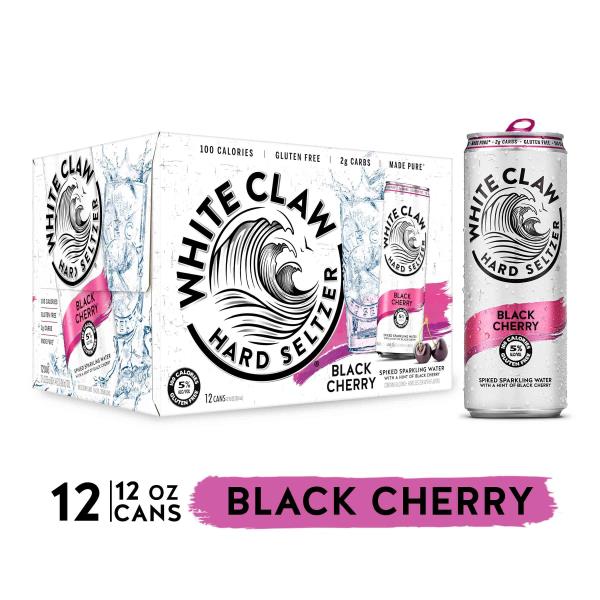 White Claw Hard Seltzer, Black Cherry, Spiked, 12 Pack | Publix