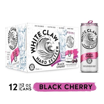 White Claw Hard Seltzer, Black Cherry, Spiked, 12 Pack