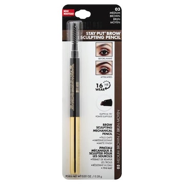 Milani Stay Put Mechanical Pencil, Brow, Sculpting, Medium Brown 03
