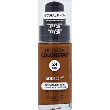 Revlon Colorstay Makeup, Natural Finish, Walnut 500, Broad Spectrum SPF 20