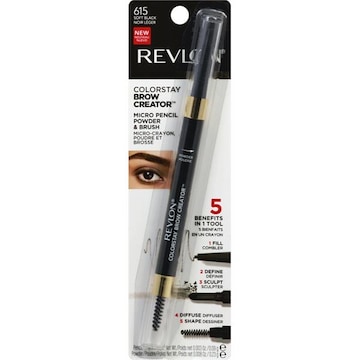 Revlon ColorStay Micro Pencil Powder & Brush, Brow Creator, Soft Black 615