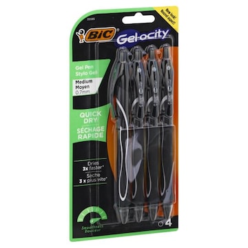 BiC Gel-ocity Gel Pen, Quick Dry, Black, Medium (0.7 mm)
