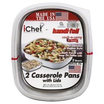 Handi-Foil iChef Casserole Pans, with Lids, 2 Quarts