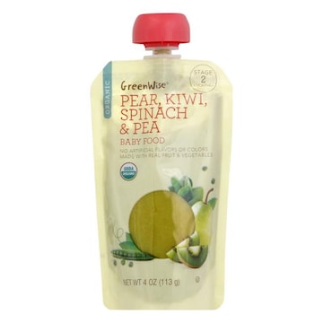 GreenWise Baby Food, Organic, Pear, Kiwi, Spinach & Pea, Stage 2 (6 Months+)