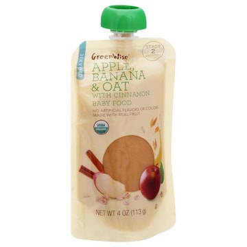 GreenWise Baby Food, Organic, Apple, Banana & Oat with Cinnamon, Stage 2 (6 Months+)