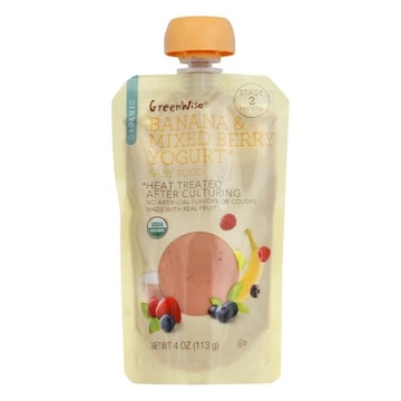 GreenWise Baby Food, Organic, Banana & Mixed Berry Yogurt, Stage 2 (6 Months+)