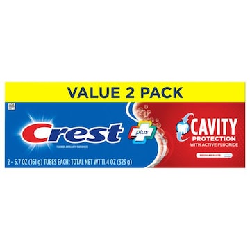 Crest Plus Cavity Protection Fluoride Anticavity Regular Paste Toothpaste Value 2 Pack
