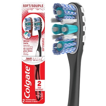 Colgate 360 Advanced Optic White Adult Manual Toothbrush, Soft