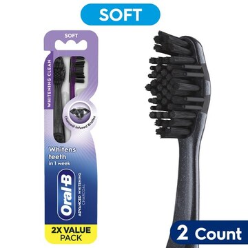 Oral-B Charcoal Advanced Whitening Toothbrushes, Soft, 2 Count