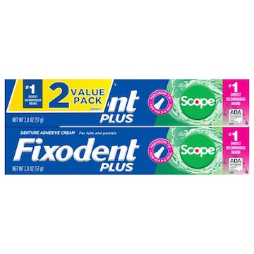 Fixodent Plus Denture Adhesive Cream, 2 Value Pack