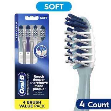 Oral-B Pro Health Clean Cross Action Toothbrushes, Soft, 4 Count