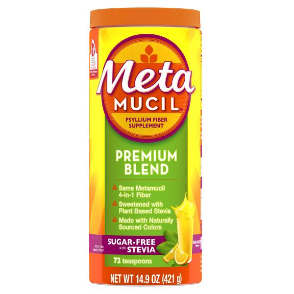 Metamucil Premium Blend Fiber, Sugar-Free with Stevia, Orange