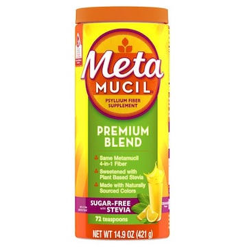 Metamucil Premium Blend Fiber, Sugar-Free with Stevia, Orange, 72tsp