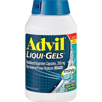 Advil Liqui-Gels minis Pain Reliever and Fever Reducer, Ibuprofen 200mg for Pain Relief - 200 Liquid Filled Capsules