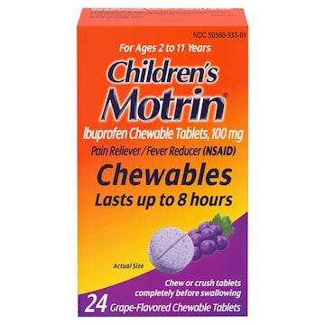 Motrin Children's Ibuprofen, 100 mg, Chewables, Grape Flavored