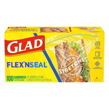 Glad Flex N Seal Zipper Bags, Sandwich
