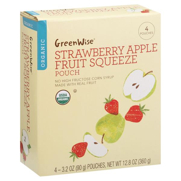 GreenWise Fruit Squeeze Pouch, Organic, Strawberry Apple Publix Super