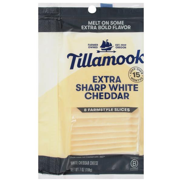 Tillamook Cheese, White Cheddar, Extra Sharp, Farmstyle Slices