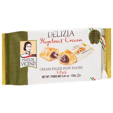 Matilde Vicenzi Cream Filled Puff Pastry, Hazelnut Cream, 5 Pack