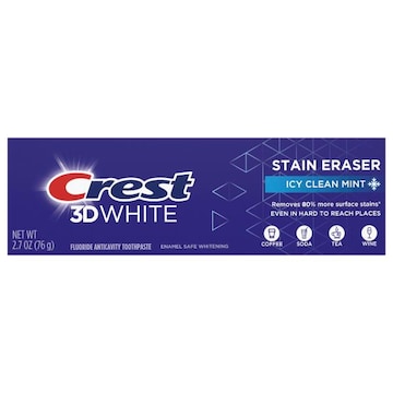Crest 3D White Stain Eraser Fluoride Anticavity Icy Clean Mint Toothpaste