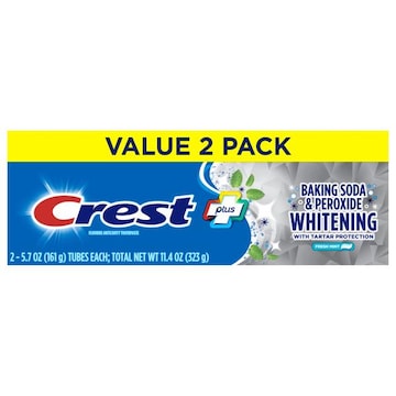Crest Plus Baking Soda & Peroxide Whitening Fluoride Anticavity Fresh Mint Toothpaste Value 2 Pack