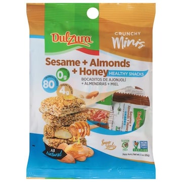 Dulzura Healthy Snacks, Sesame + Almonds + Honey, Crunchy Minis