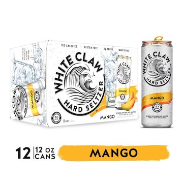 White Claw Hard Seltzer, Mango, Spiked, 12 Pack