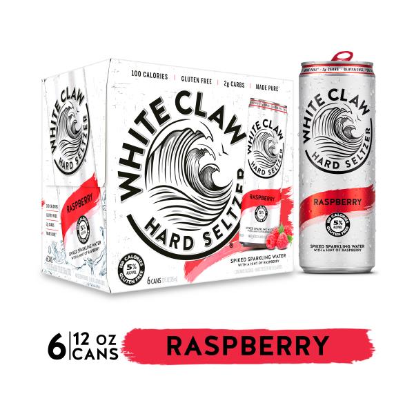 White Claw Hard Seltzer, Raspberry, Spiked, 6 Pack | Publix Super
