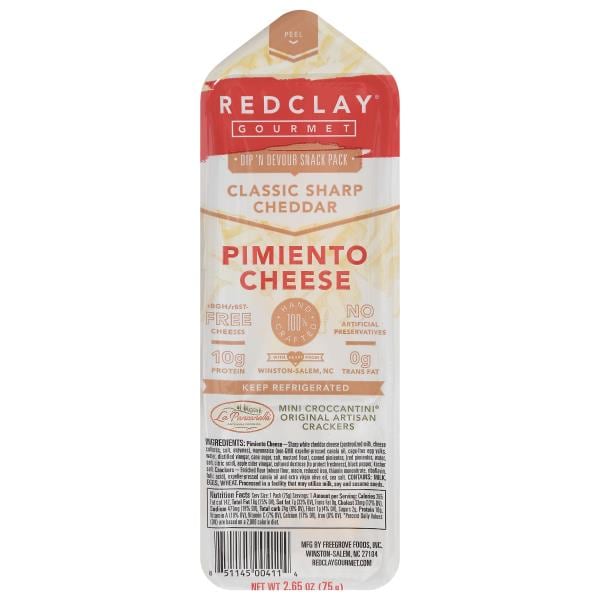 Red Clay Pimiento Cheese, Classic Sharp Cheddar, Dip N Devour Snack