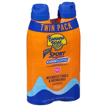 Banana Boat Sport Performance CoolZone Sunscreen Spray, Broad Spectrum SPF 50+, Twin Pack