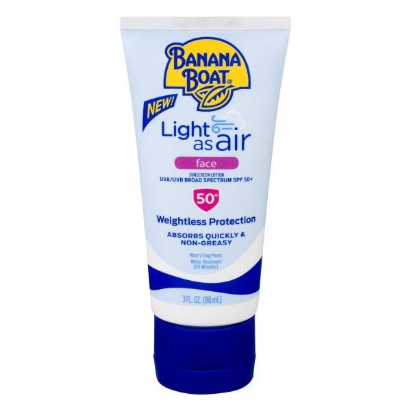 Banana Boat Light as Air Sunscreen, Face, SPF 50+, Lotion Publix