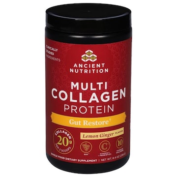 Ancient Nutrition Multi Collagen Protein, Lemon Ginger Flavor, Gut Restore