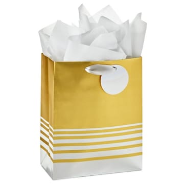 Hallmark Medium Gift Bag with Tissue Paper, Silver and Gold Foil (63) (Birthdays, Bridal Showers, Weddings, All Occasion)
