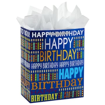 Hallmark Large Birthday Gift Bag with Tissue Paper (49) (Blue Happy Birthday)