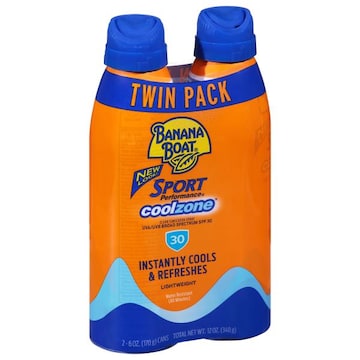 Banana Boat Sport Performance Cool Zone Sunscreen Spray, Broad Spectrum SPF 30, Twin Pack
