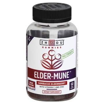 Zhou Elder-Mune, Sambucus Elderberry, Max Strength, Vegan Gummies