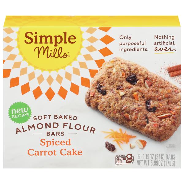 Simple Mills Bars, Almond Flour, Spiced Carrot Cake, Soft Baked ...