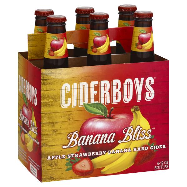 Ciderboys Hard Cider, Apple Strawberry Banana, Banana Bliss Publix