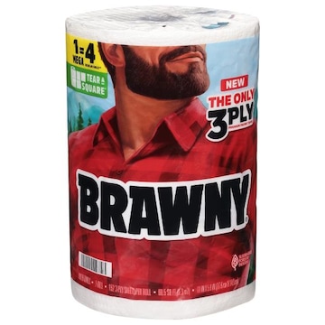 Brawny Tear-A-Square White 3 Ply Premium Mega Rolls Paper Towels