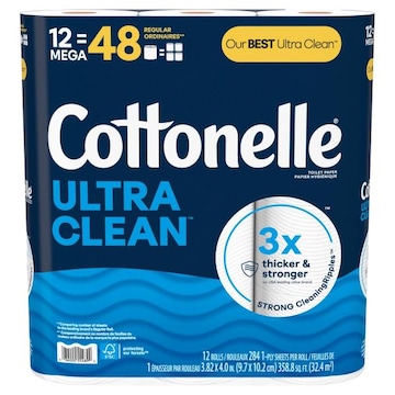 Cottonelle Ultra Clean Toilet Paper, Mega, 1-Ply