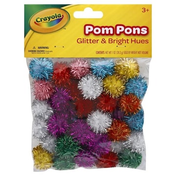 Crayola Pom Pons, Glitter & Bright Hues, 3+