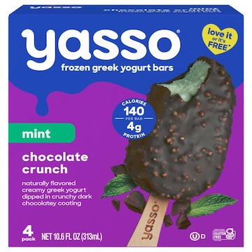Yasso Yogurt Bars, Greek, Chocolate Crunch, Mint, 4 Pack