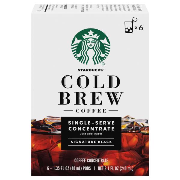 Starbucks Coffee Concentrate, Cold Brew, Signature Black, Single Serve