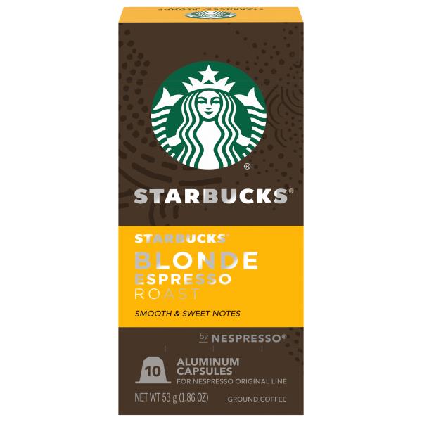 Starbucks Coffee, Ground, Blonde Espresso Roast, Aluminum Capsules ...