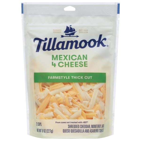 Tillamook Shredded Cheese, Mexican 4 Cheese, Farmstyle Thick Cut
